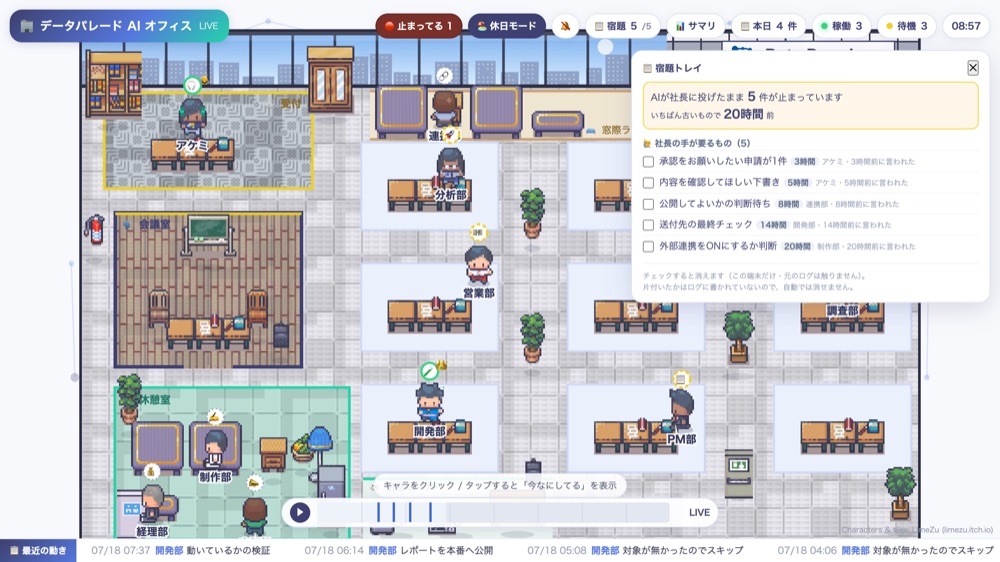 AIが人に投げたまま止まっている判断待ちを、一か所に溜める